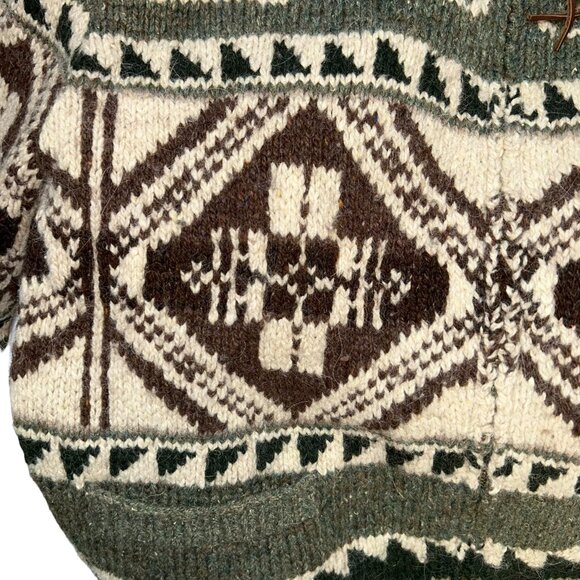 Polo Ralph Lauren green cream SKI intarsia knit zip up navajo sweater M - Picture 4 of 6